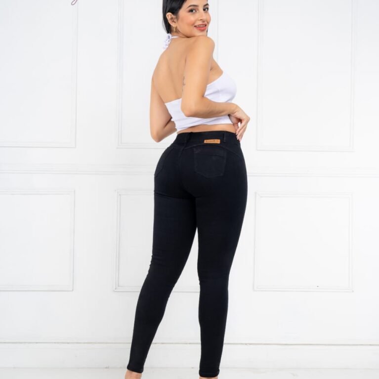 Pantalón jean negro a la cintura RM723